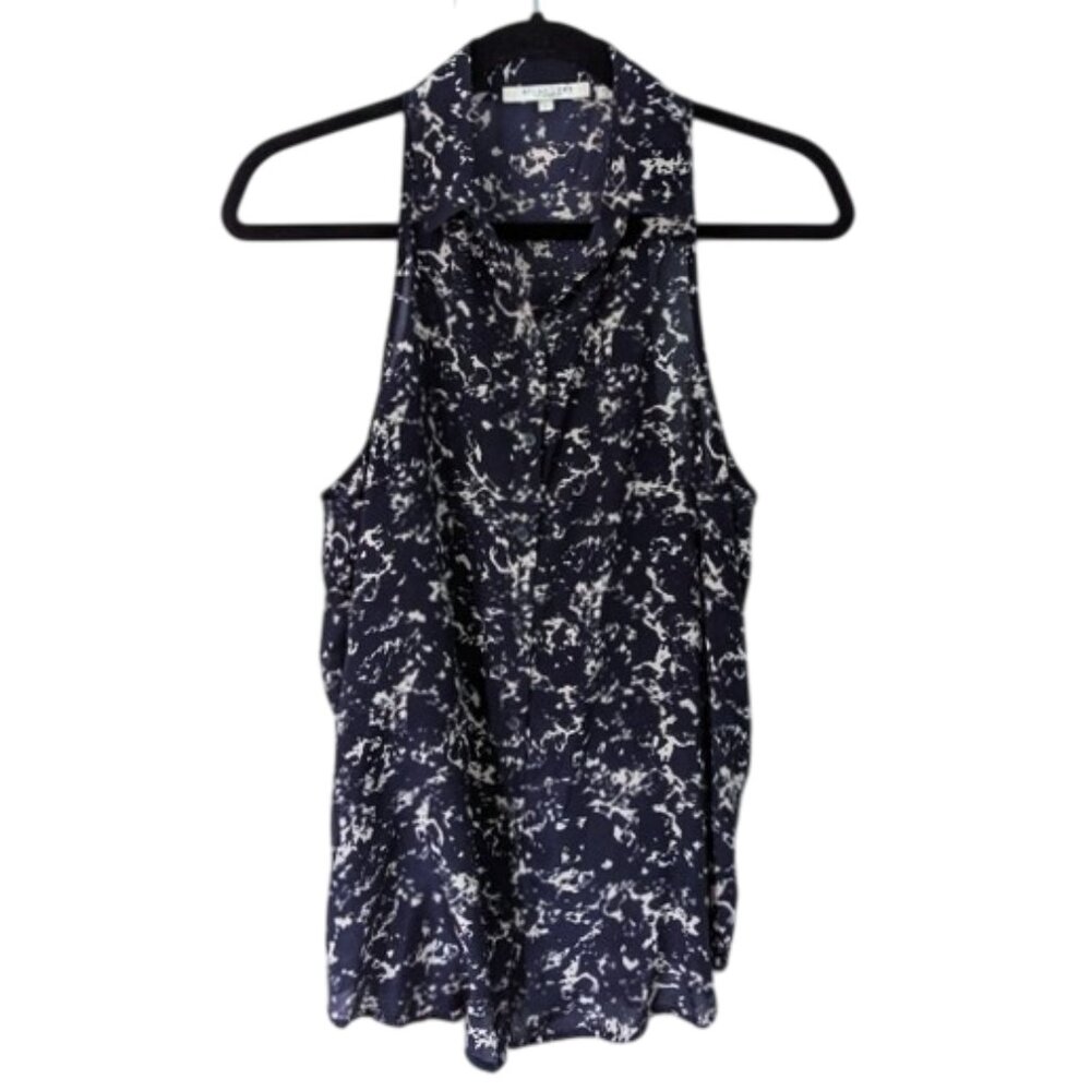 Bella Luxx 100% Silk Collared Halter Neck Sleeveless Blouse Size S